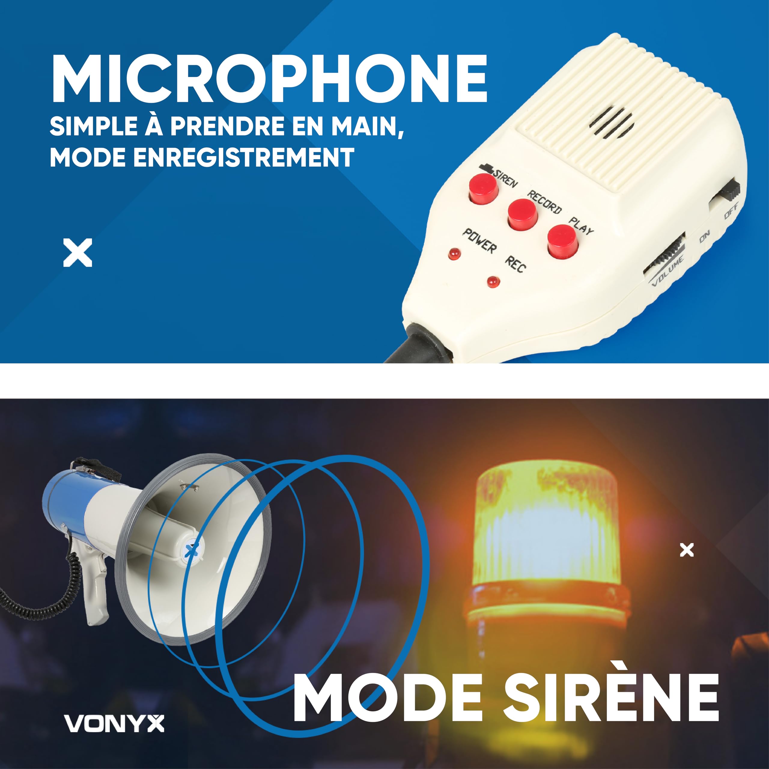 Vonyx MEG055 Mégaphone Professionnel 55W avec Bluetooth Vonyx MEG055 Mégaphone Professionnel 55W avec Bluetooth
