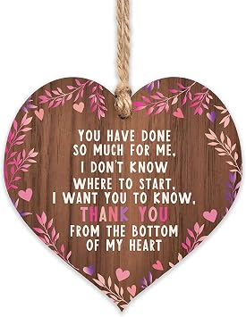 Thank you wood sign for her | best friends wooden hanging heart | sentimental inspirational gift cheer up women | friendship present uk | her girls