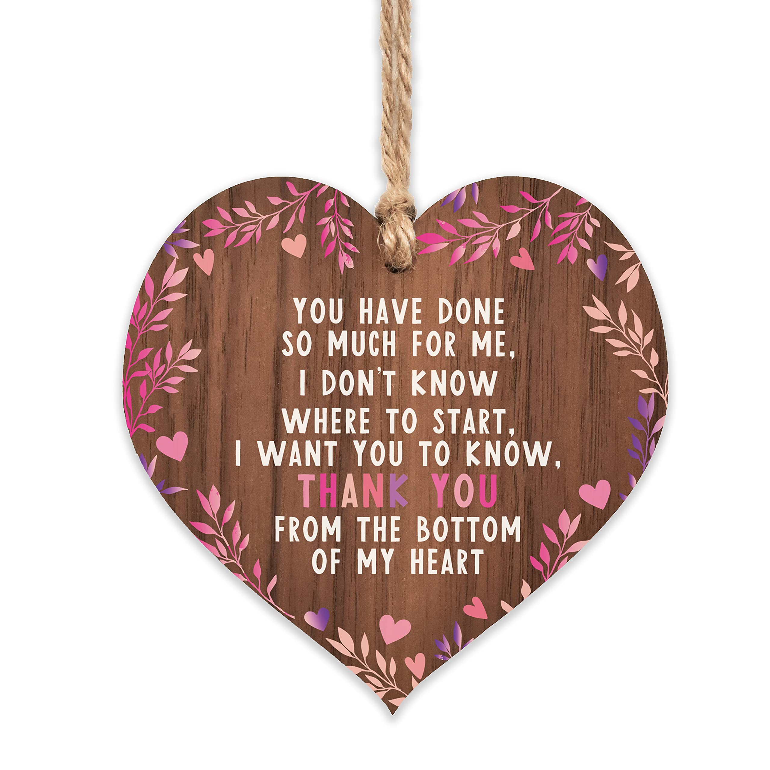 Thank you wood sign for her | best friends wooden hanging heart | sentimental inspirational gift for cheer up women | friendship present uk | her girls
