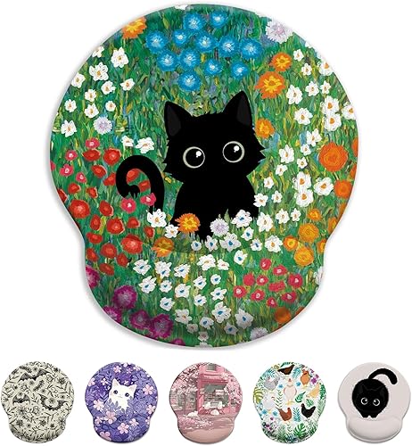 Miniatura 12 de Alfombrilla de ratón gótica de murciélago ergonómica con reposamuñecas, alfombrilla de ratón para juegos con soporte de muñeca, divertida Bate