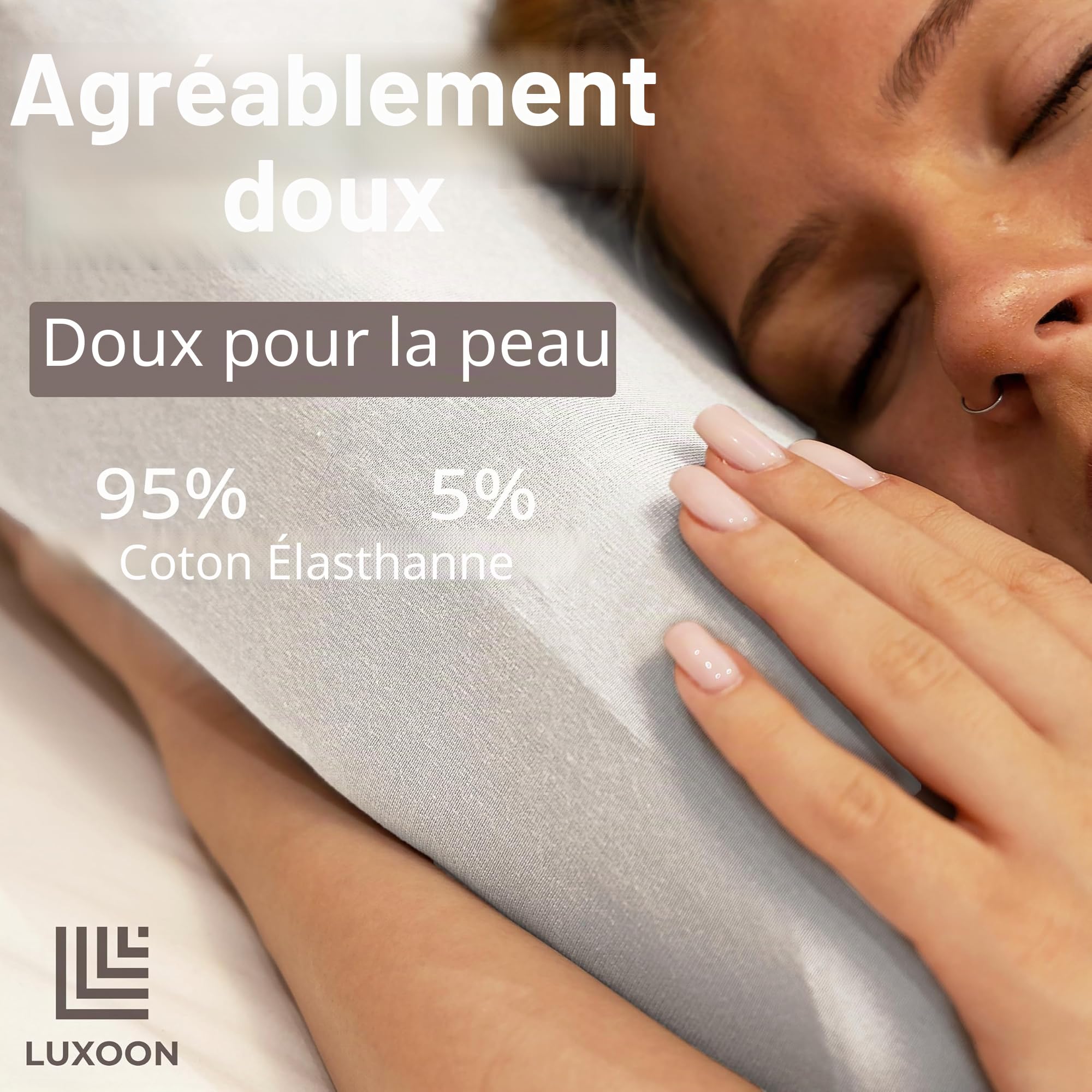 Lot de 2 housses de coussin pour santé - 95% coton/5% élasthanne, respirantes et douces, lavables, 30-45 x 50-65 cm, blanc