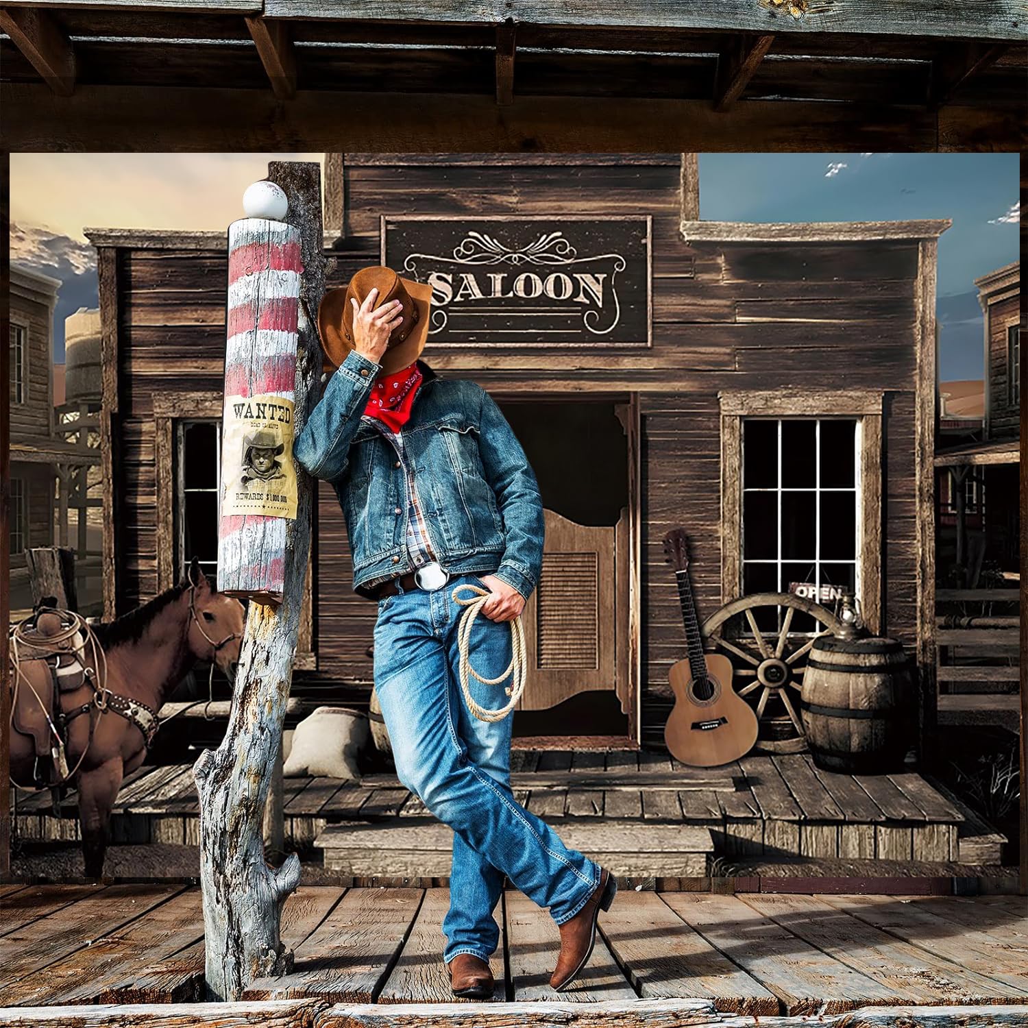 Cartoon Vectorillustratie Van Een Saloon Houten Bordbord Stock Illustratie - Illustration of