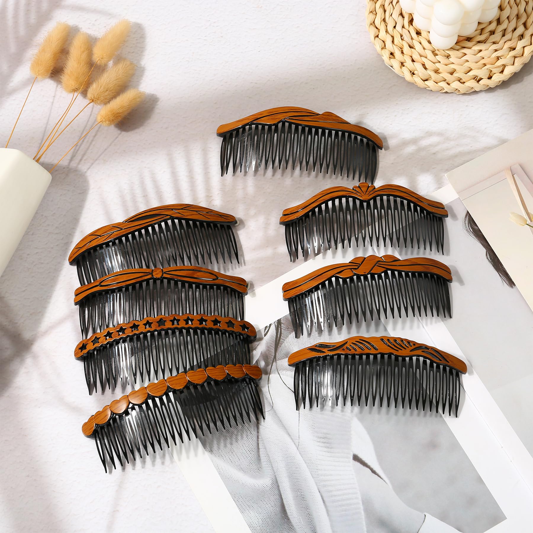Französischer Haarkamm – 8 Stück Haarspangen für Frauen, französischer Kamm, französische Seitenkämme, Haarkamm für Frauen, Retro-Kunststoff, französische Haarspangen für Braut, Hochzeit, Party