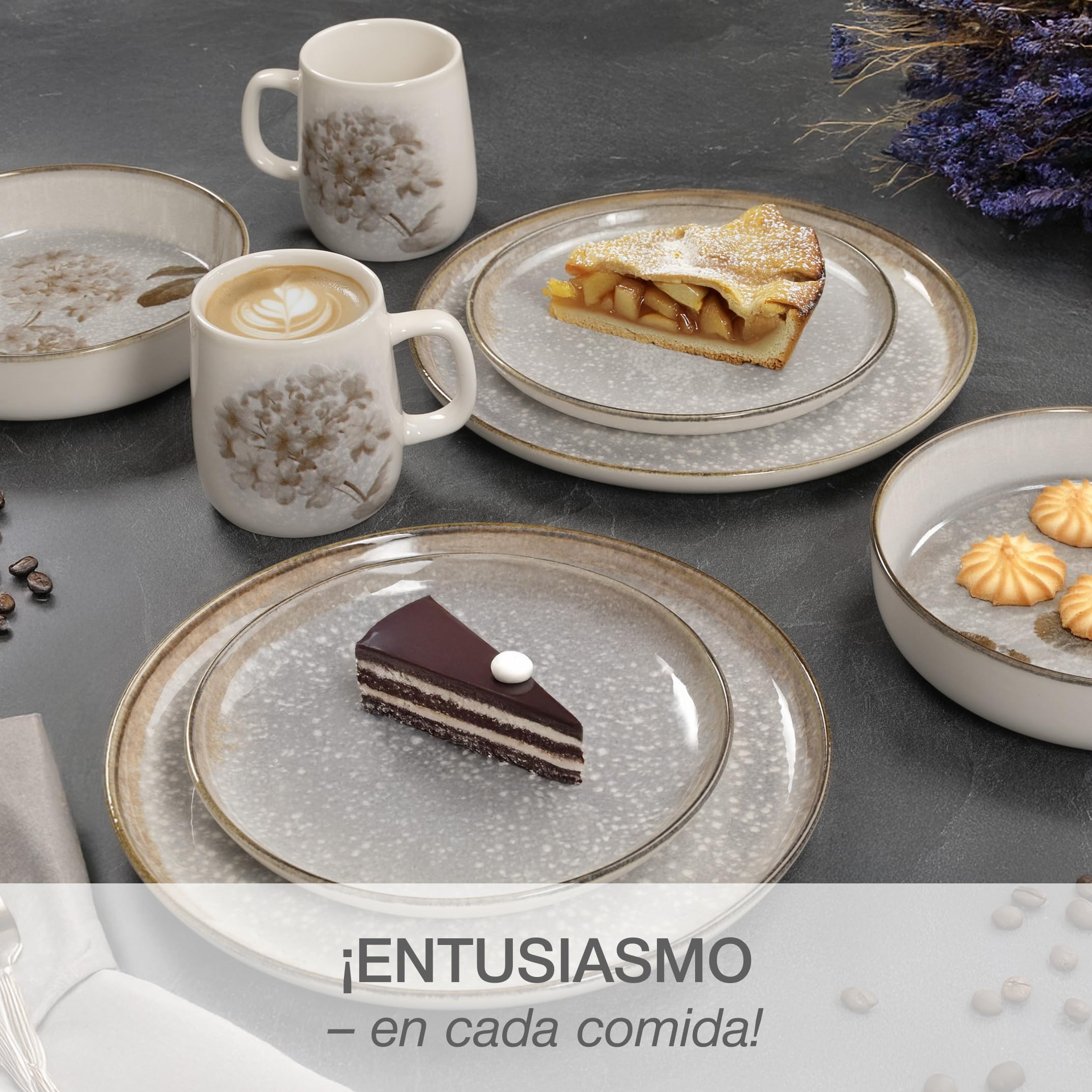 Moritz & Moritz Blossom - Vajilla de porcelana para 6 personas, 24 piezas, diseño divertido, servicio de café fácil de limpiar con platos, cuencos y tazas