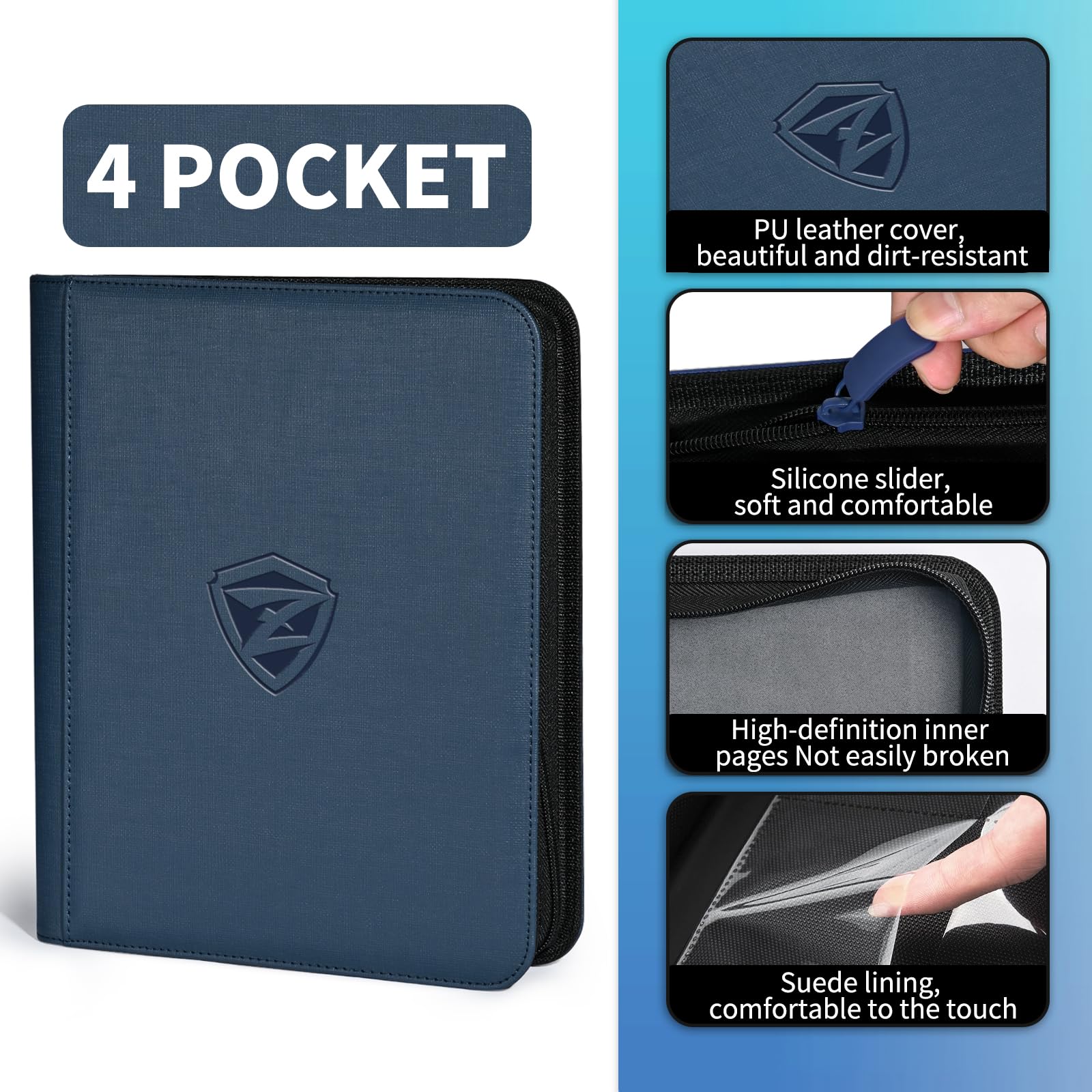 ZLCA Toploader Card Binder, 4-Pocket Trading Card Album Holder fits for 3 x  4'' Top Loader, Ringless Double-Sided Card Display Storage Carrying Case  Compatible with PTCG MTG Sports Cards (Blue) : Amazon.sg: