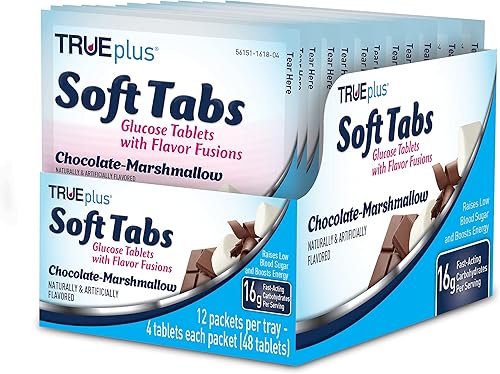 TRUEplus Soft Tabs - Tabletas de glucosa - 12 paquetes - 48 pestañas (malvavisco chocolate)