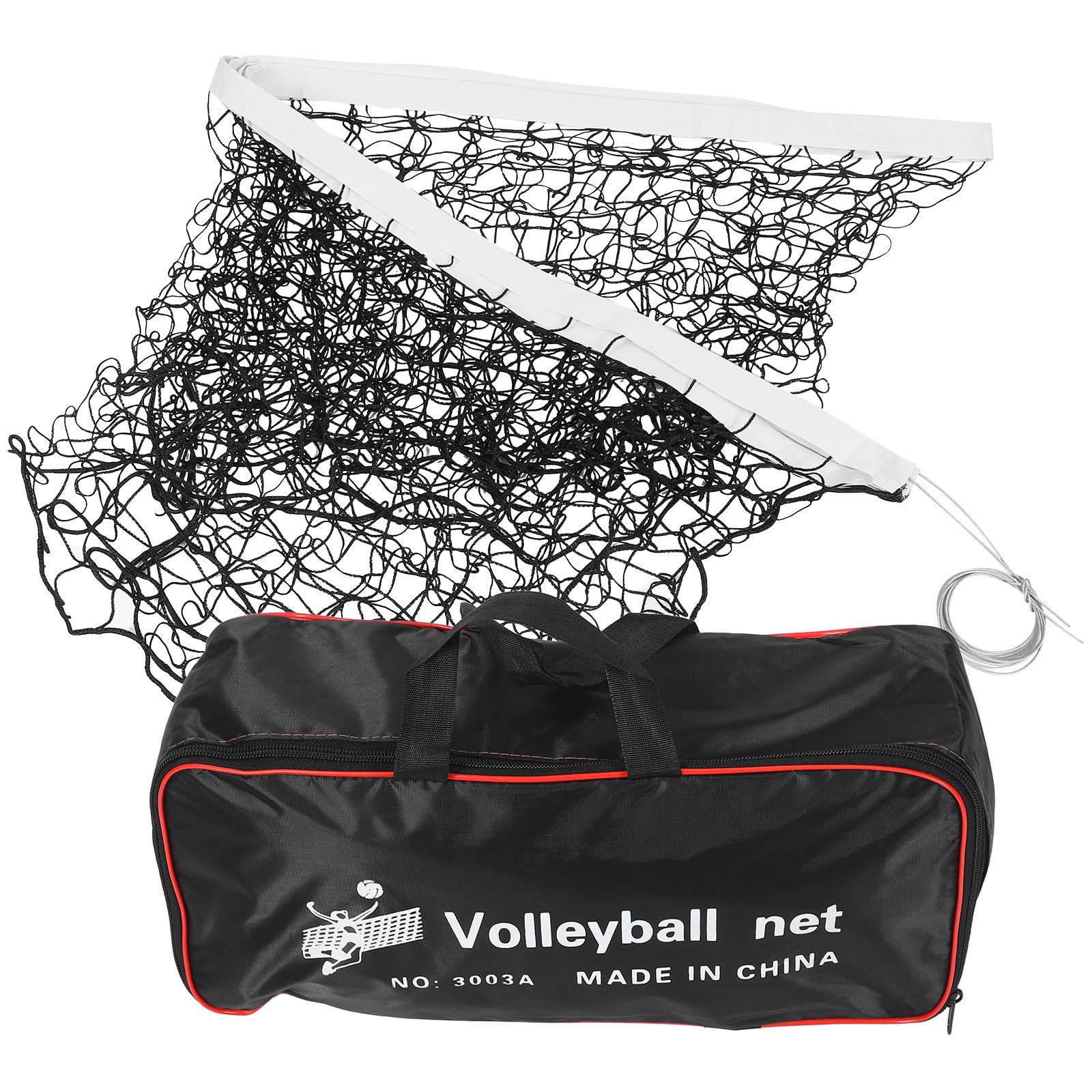 Filet de Beach-Volley Portable, Filet de Volley-Ball sans Nœuds, Polyester Noir, Petite Maille, Facile à Installer, pour Volley-Ball et Tennis, Extérieur, Terrain Plat