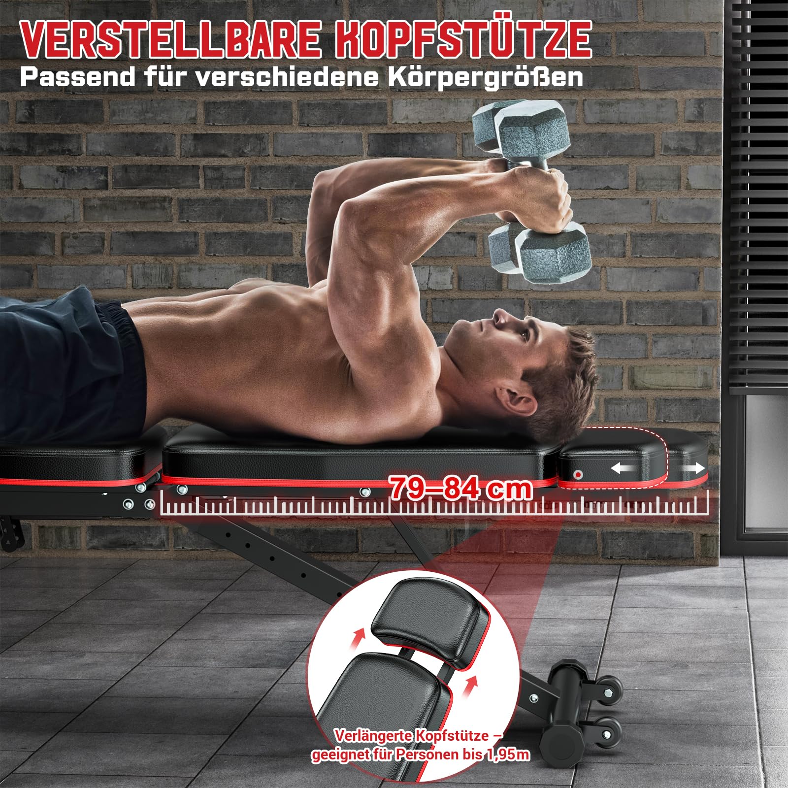 XDDIAS Hantelbank verstellbar mit Beinstrecker & Curlpult, Trainingsbank mit Kopfstütze bis 410 kg, 10-Fach Rückenlehne Schrägbank/Flachbank/Negativbank für Home Gym, Multifunktionale Gewichtbank