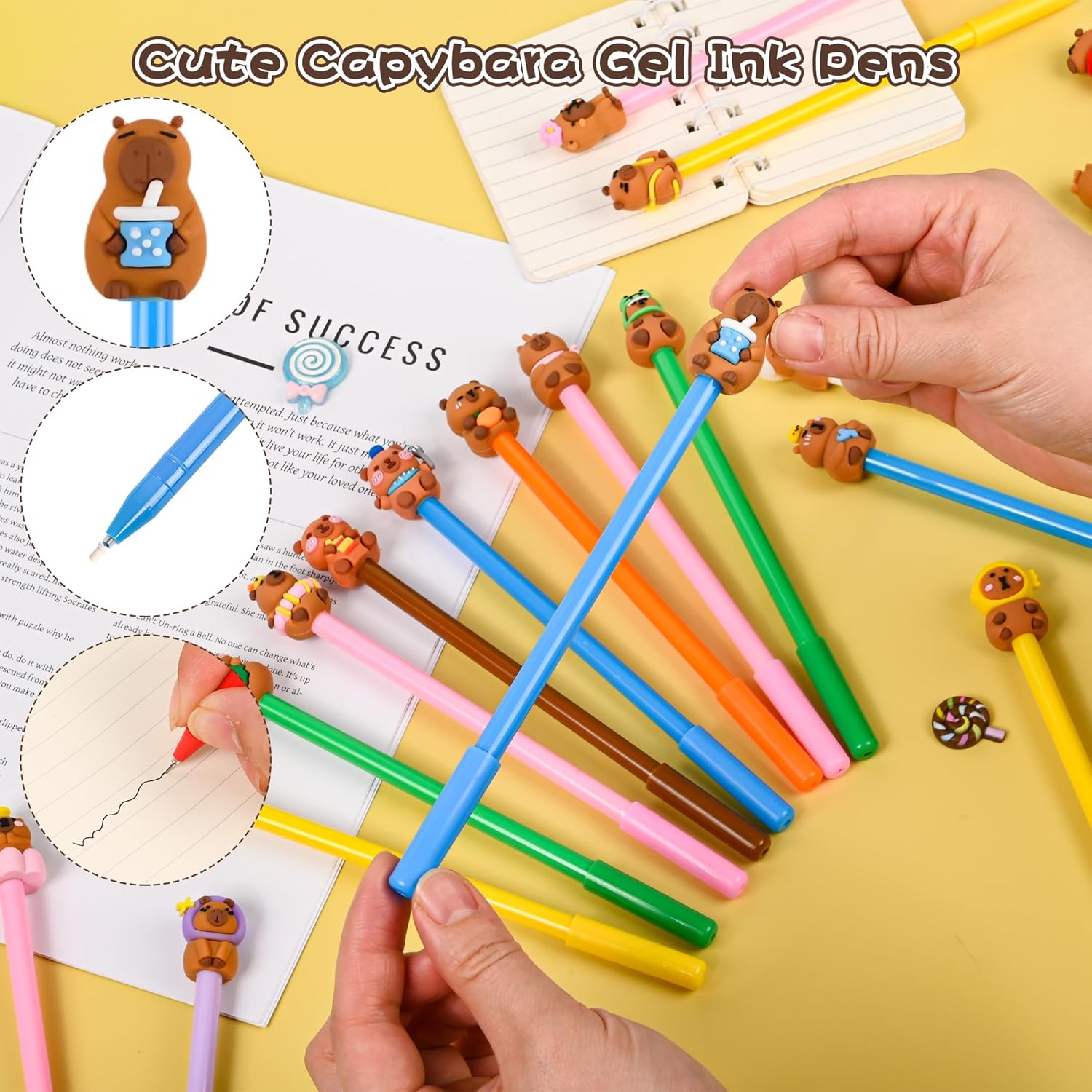 LiYiQ 25 Pcs Capybara Party Favor Gel Ink Pen Fun Pens Kawaii Capybara Black Pen, Cute Pens for Office Home Present