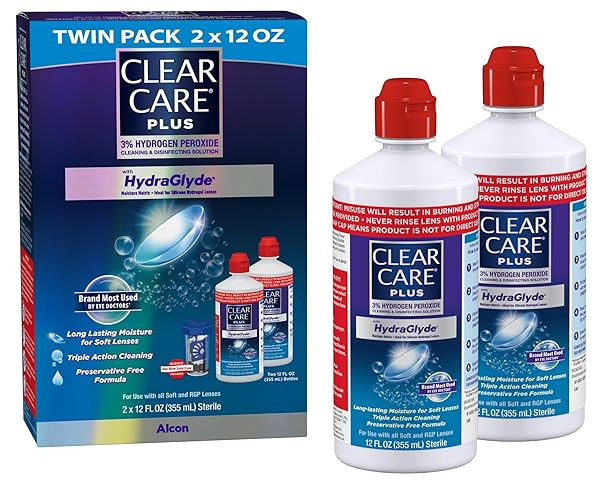 Clear Care Plus Cleaning Solution with Lens Case, Twin Pack, Multi, 12 Oz, Pack of 2 - 1 Pack of 12 Ounce