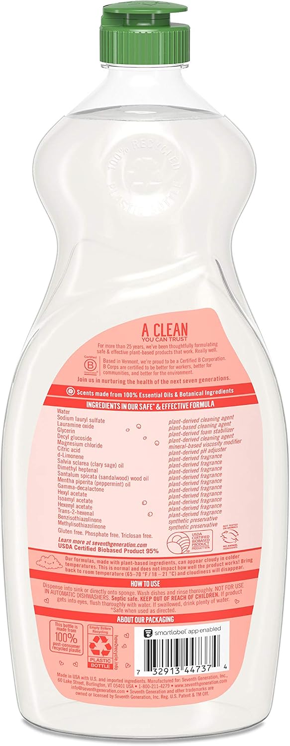 Seventh Generation Dish Liquid Soap, Summer Orchard Scent, 22 Fluid Ounce