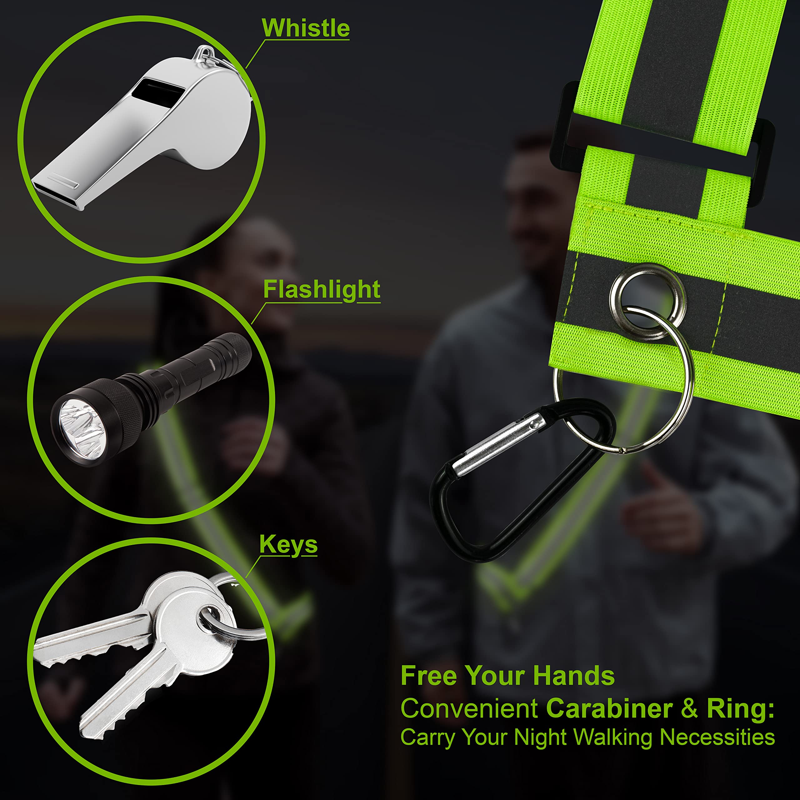 Paquete de 10 bandas reflectantes de seguridad para caminar por la noche, banda de seguridad ajustable para hombres, mujeres y niños, cinturón reflectante para correr, caminar, ciclismo,