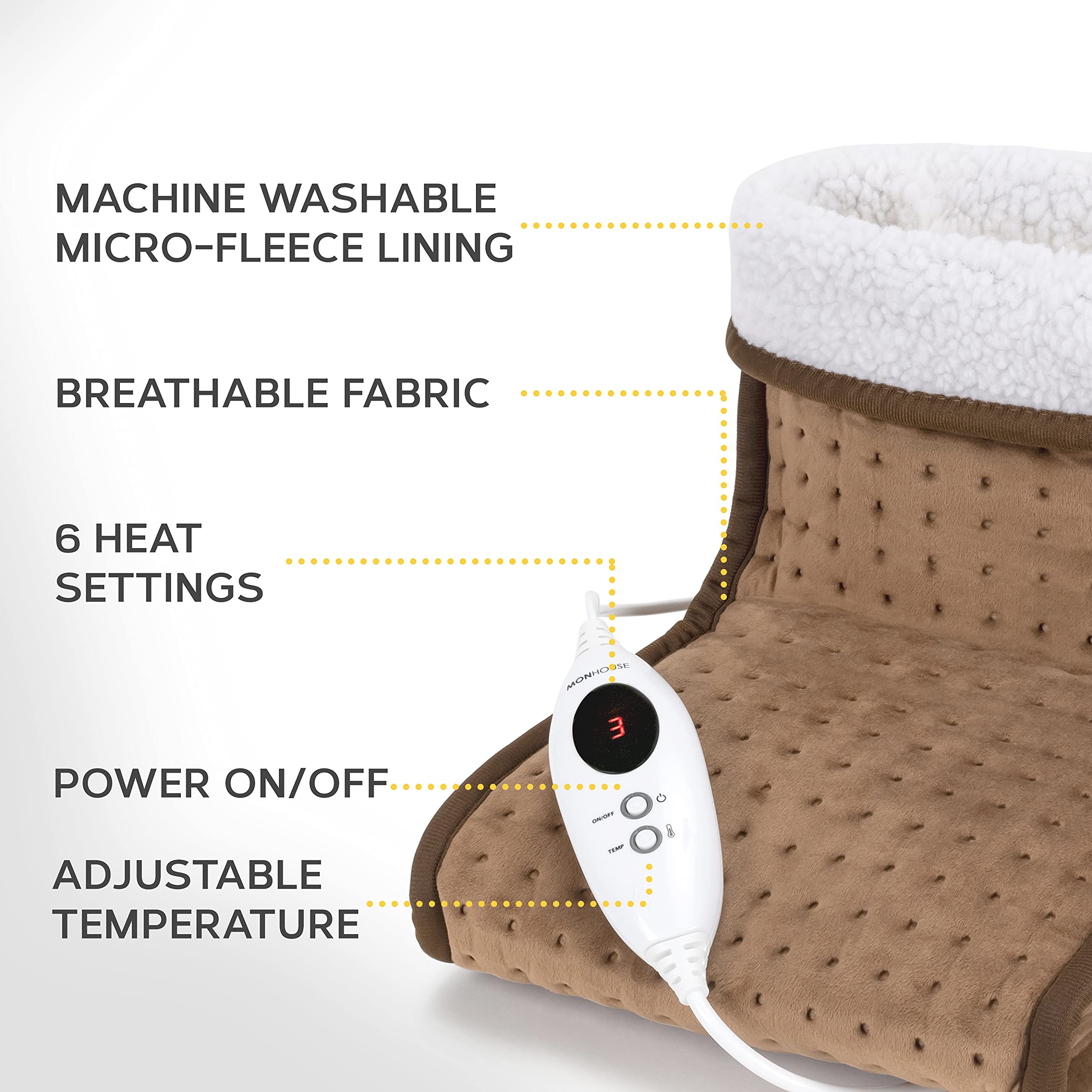 MONHOUSE Scaldapiedi elettrico – scaldapiedi freddi per uso domestico e l'ufficio sotto la scrivania – Cuscino riscaldante morbido e traspirante – Terapia confortevole rilassante – Riscaldato