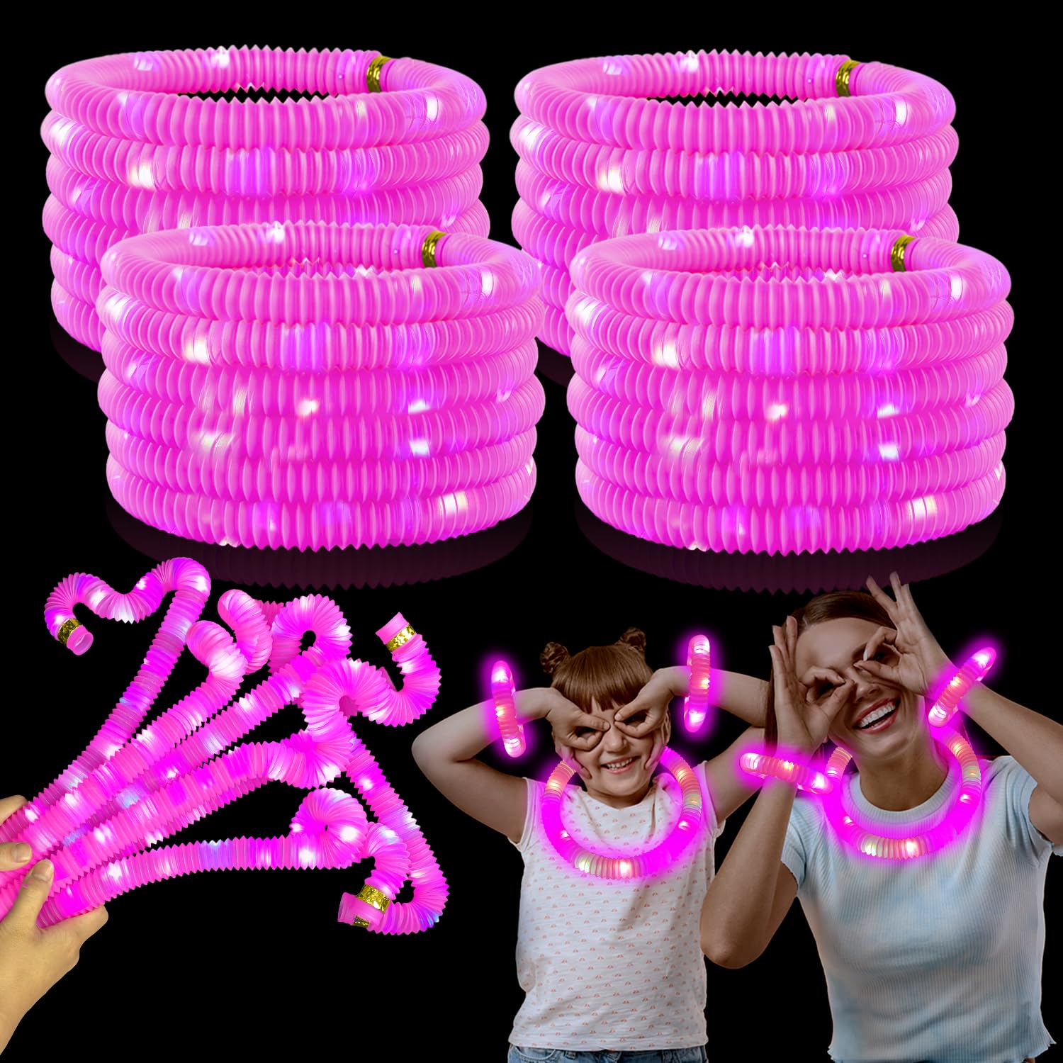 Kannove 24 PCS Pink Glow Sticks Halloween Party Favors Toys for Kids Adults