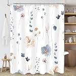 Brun Beige Floral Rideau de douche, Tissu d'automne Rideaux de douche pour salle de bain, Boho Cute Farmhouse Art Automne Waterproof Rideau de Douche Lavable Ensemble avec Crochets, 72x72 1 cm