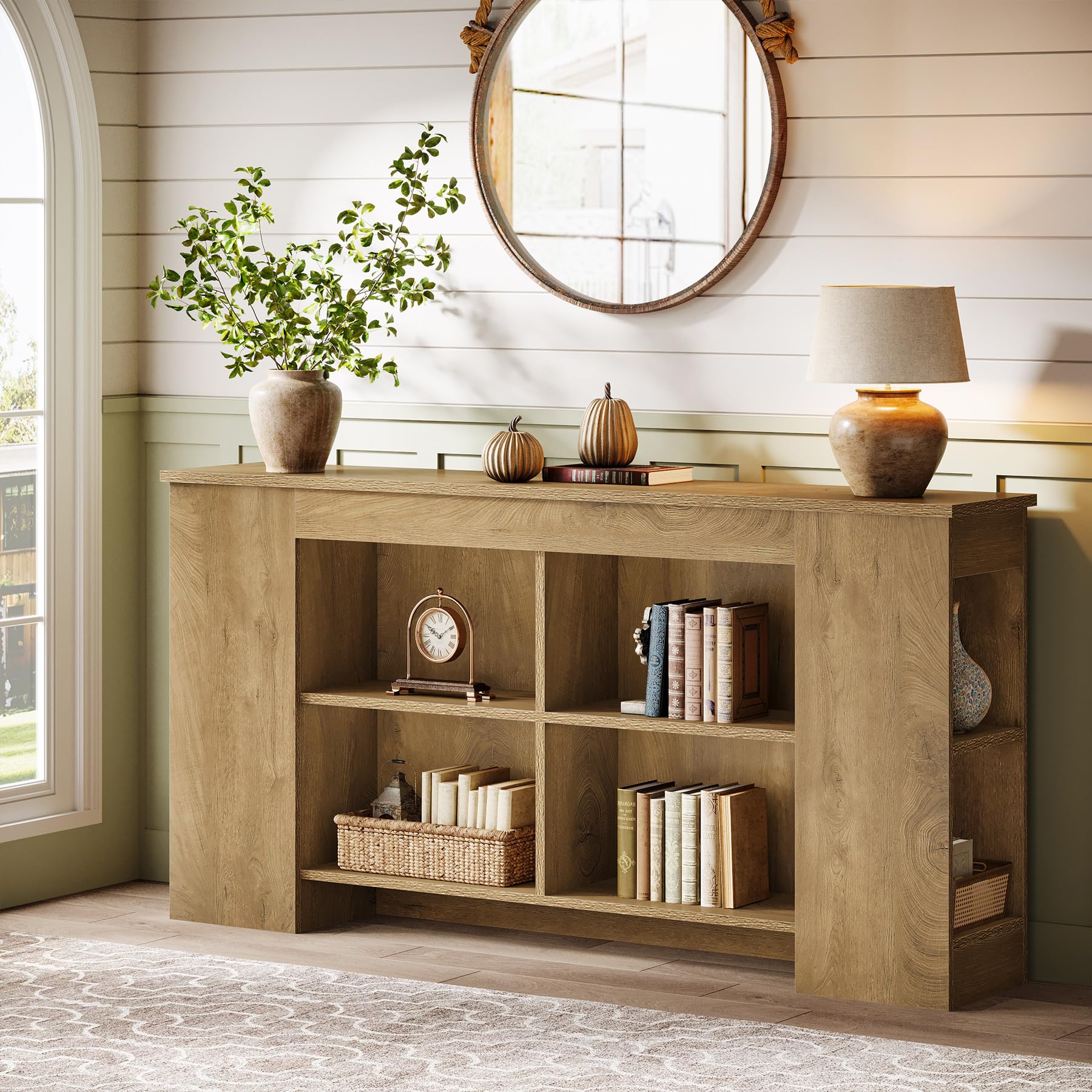 Tavolo Consolle Rustico In Legno 140 Cm - Con Vano Portaoggetti, Per Ingresso, Soggiorno O Corridoio