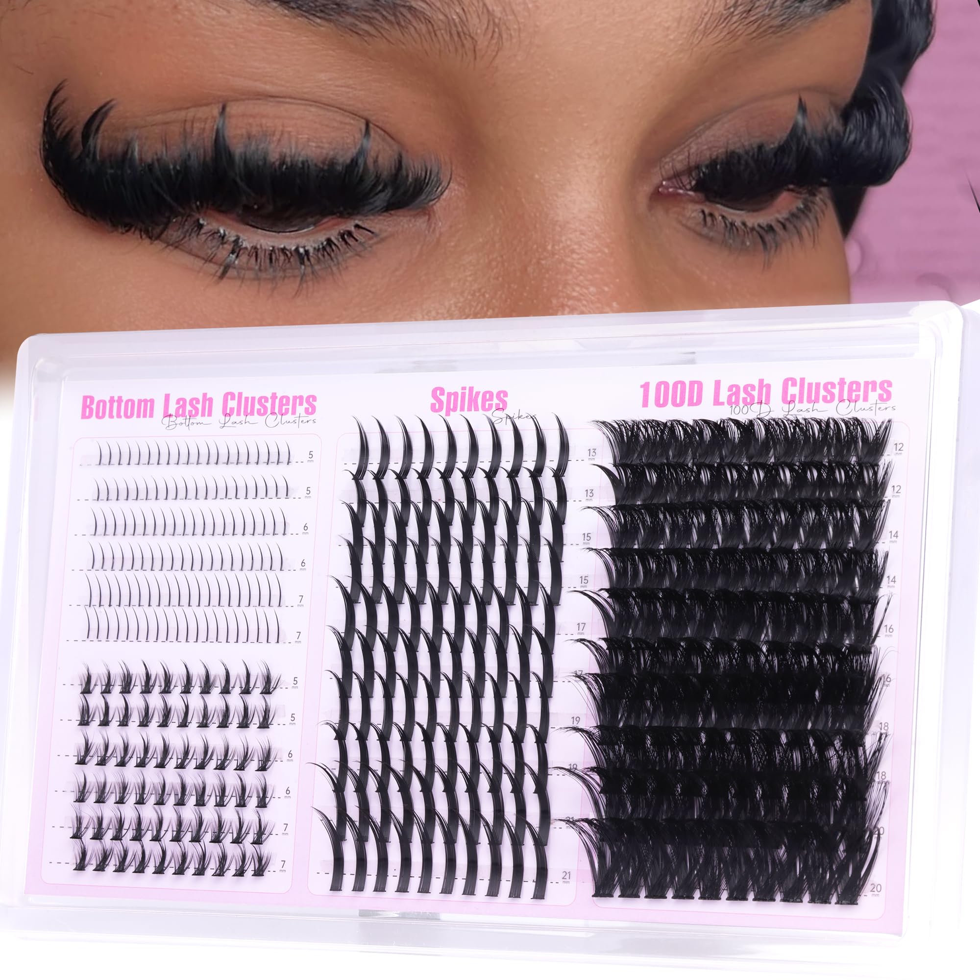 Wispy Lash Clusters with Spikes Volume Eyelash Clusters with 2 Styles Bottom Lashes 100D Mink Cluster Eyelash Extensions