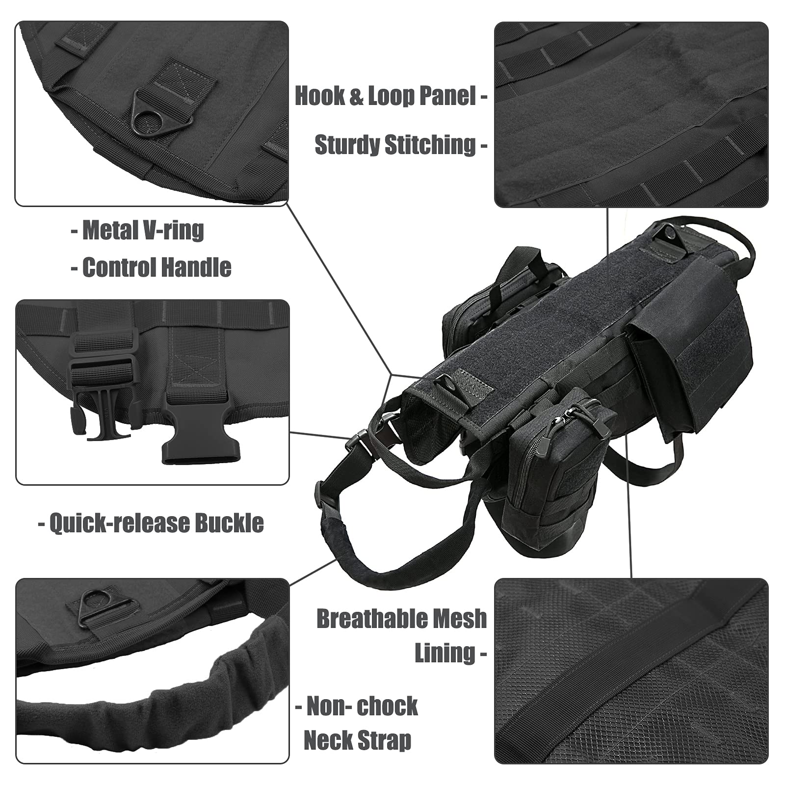 AIWAI Tactical Dog Harness with Pockets - Image 2