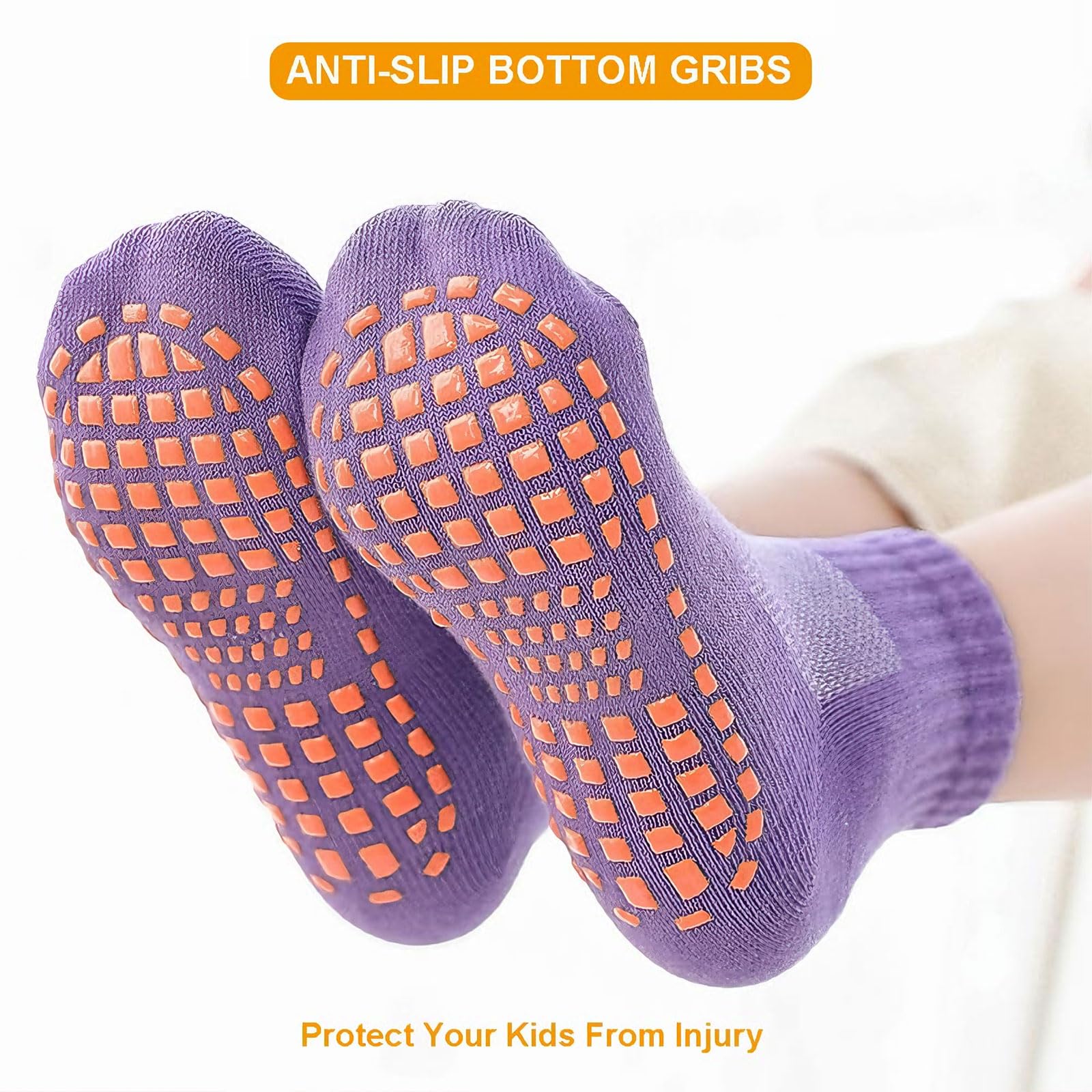 Calcetines para niños pequeños con agarres antideslizantes para cama elástica para niños, paquete de 10 unidades