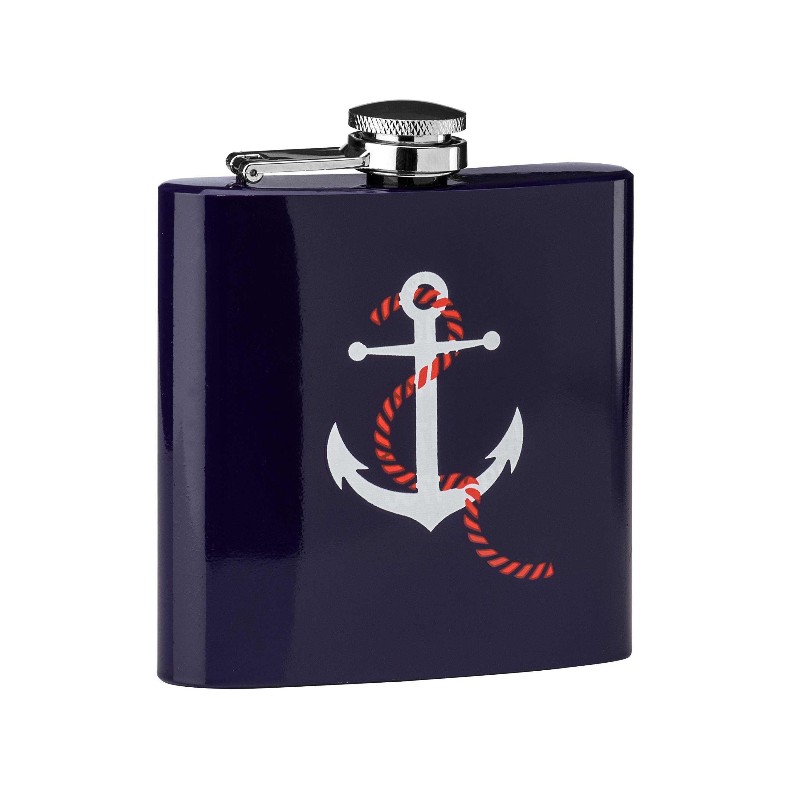 Auden Hip Flask with Anchor Design - Blue