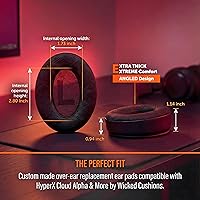 Vista 4 de WC Freeze V2 Cloud Alpha - Angled Cooling Gel Earpads for HyperX Cloud Alpha & More, by Wicked Cushions Angled Pads for Extreme Comfort, New Negro