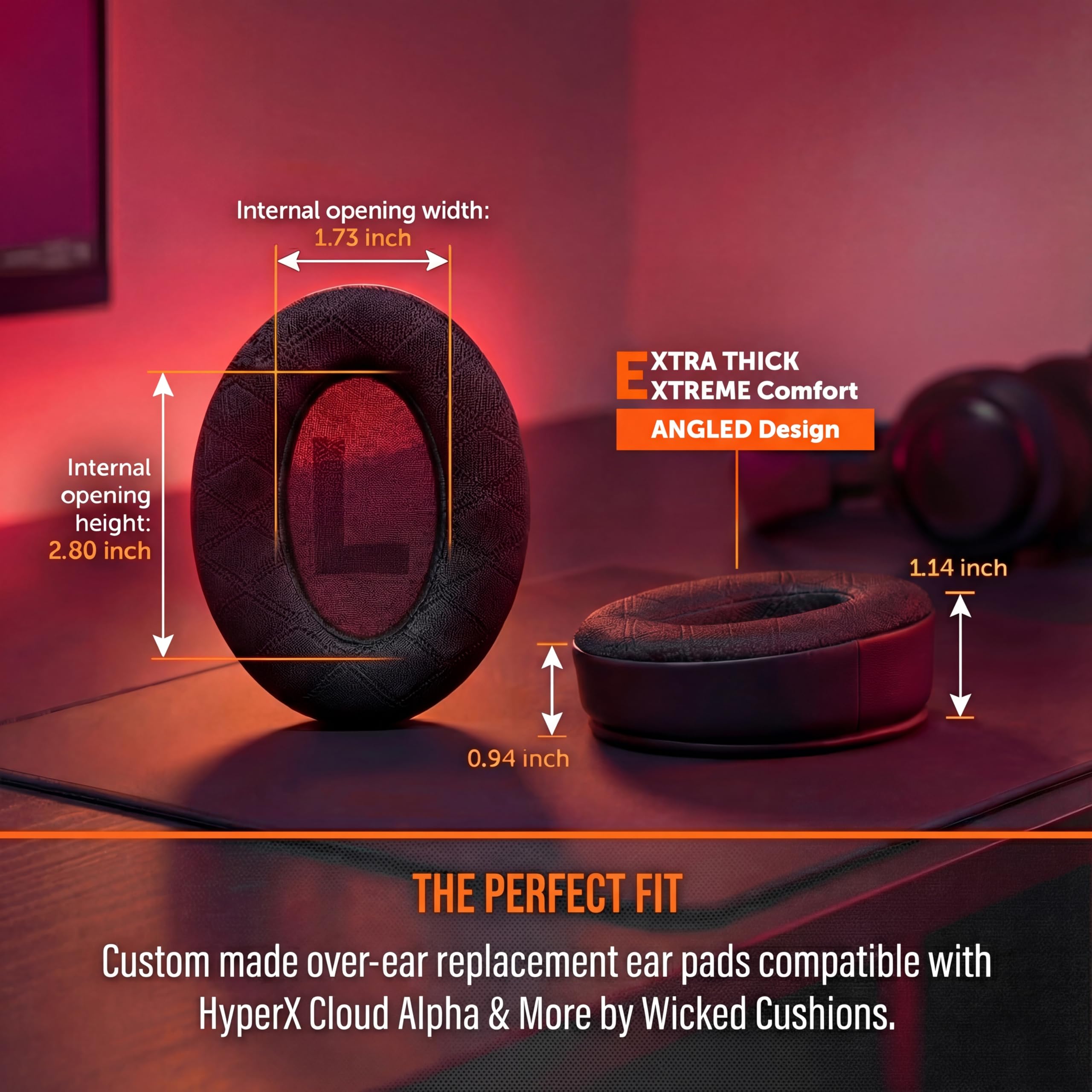 WC FreeZe V2 Cloud – kątowe chłodzące nauszniki żelowe kompatybilne z serią HyperX Cloud firmy Wicked Cushions | Nowy materiał chłodzący FreeZe V2, wyjątkowo gruby | Black
