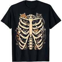 Funny Cats Rib Cage Halloween Cat Lover Mom Dad Skeleton T-Shirt