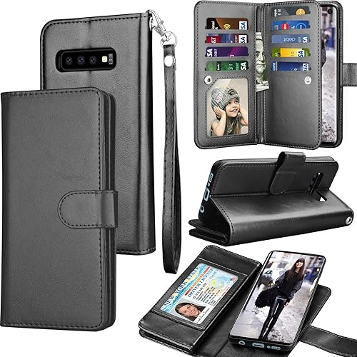 Tekcoo Funda para Galaxy S10 Plus, para S10 Plus, funda de piel sintética, ranuras para tarjetas de crédito en efectivo de lujo, funda con tapa