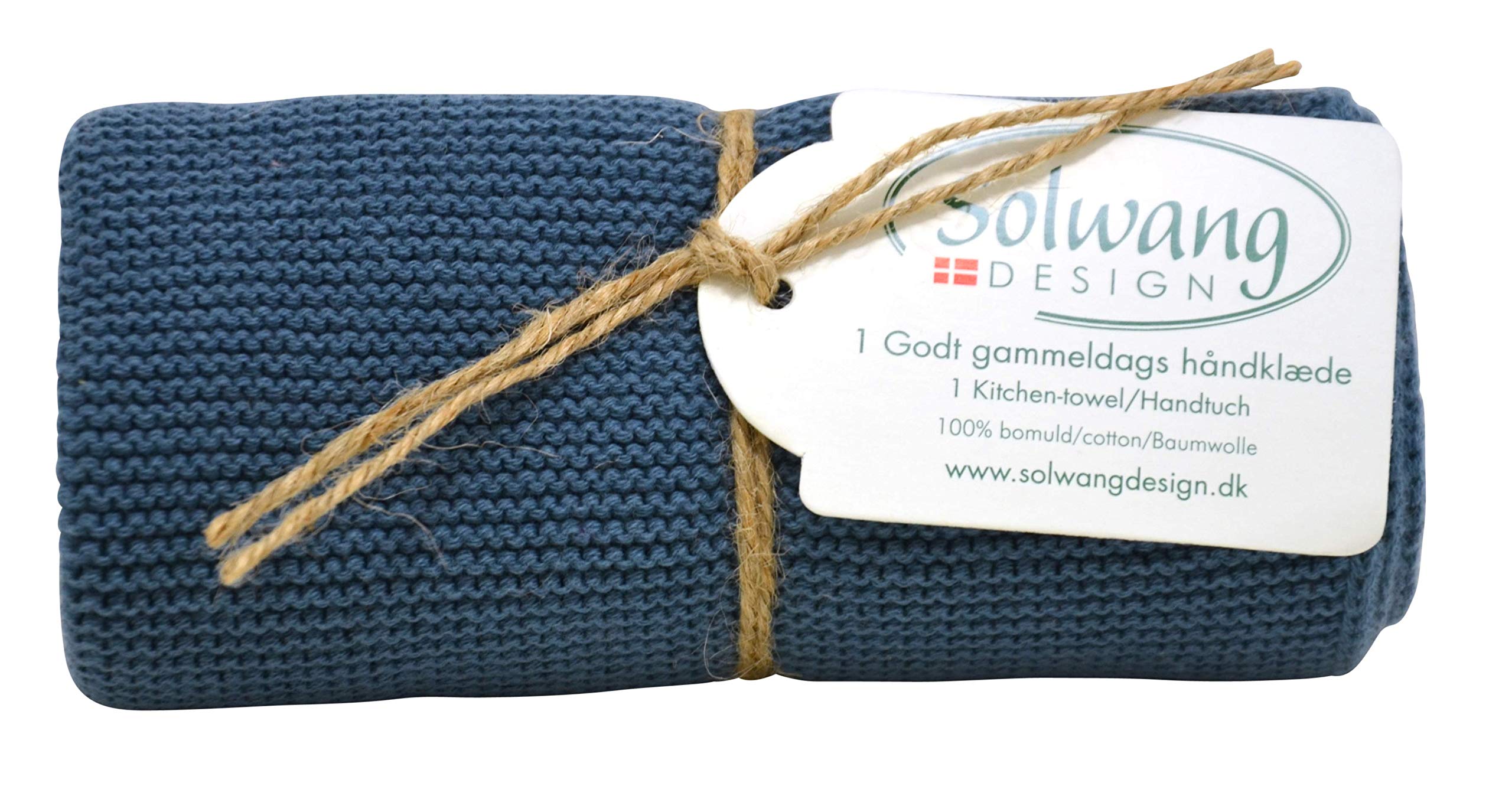 100% Organic Cotton Kitchen Hand Towels Made in India | Danish Design (Organic Dark Rustic Blue - 102)