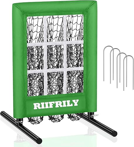 Red de lanzamiento de béisbol resistente de 9 agujeros con bolsillos para objetivos de lanzamiento, zona de huelga de tamaño regulador, equipo de