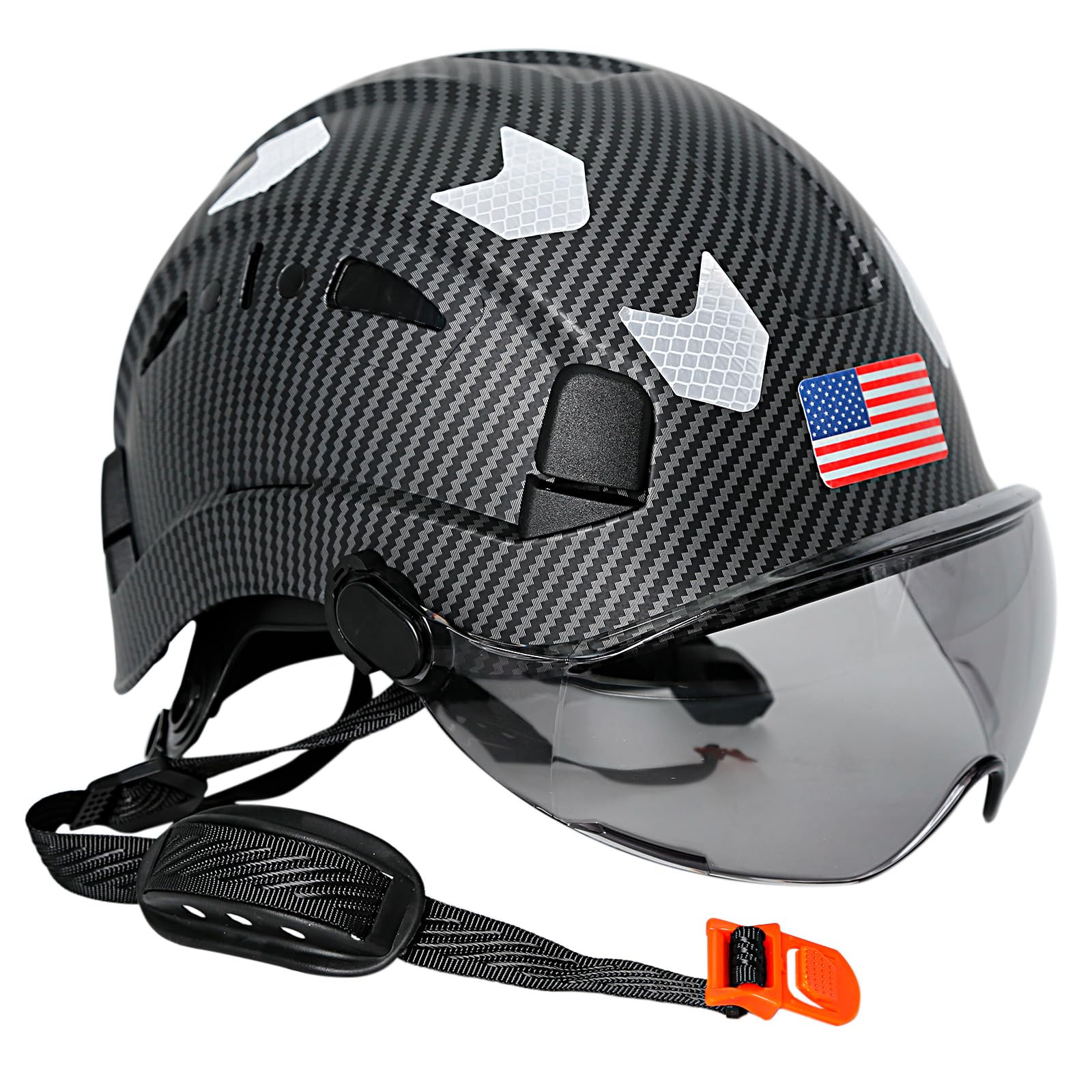 Carbon Fiber Pattern Hard Hats - Construction OSHA Approved Hard Hat,ANSI Z89.1 Type 1 Class C Adjustble Vented Safety Helmet for Men Women,6-Pt Suspension Low Profile Hard Hat with Chin Strap Cascos