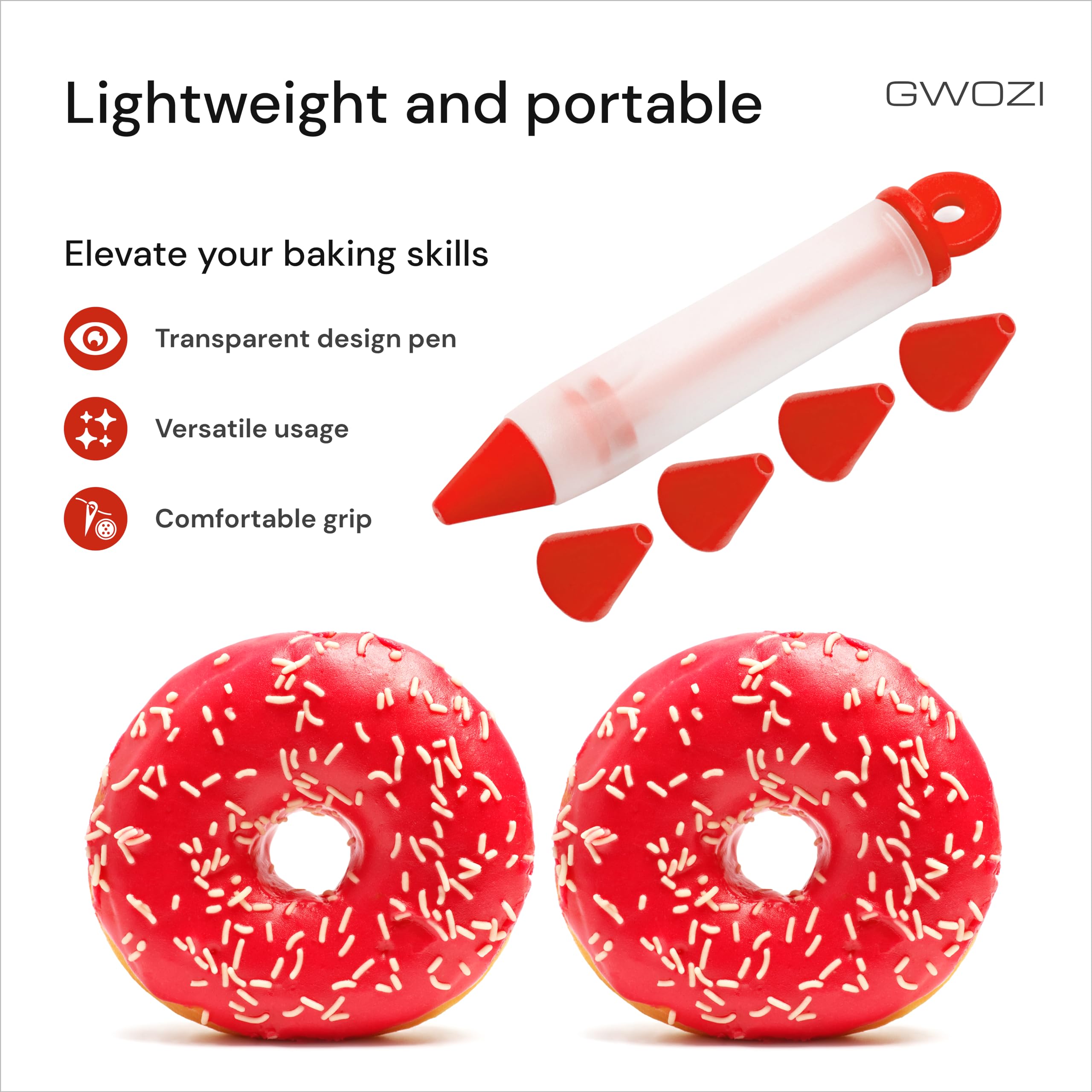 Cake Decorating Pen - Cake Icing Pen with 4 Tips - Silicone Syringe for Decorating Cake & Cookie - Cake Decorating Tools for Squeeze, Drawing Lettering Cream, Chocolate and Jam