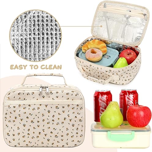 Miniatura 2 de Bolsas de almuerzo para niños y niñas, loncheras aisladas de pana, bolsa térmica de picnic para niños y niñas