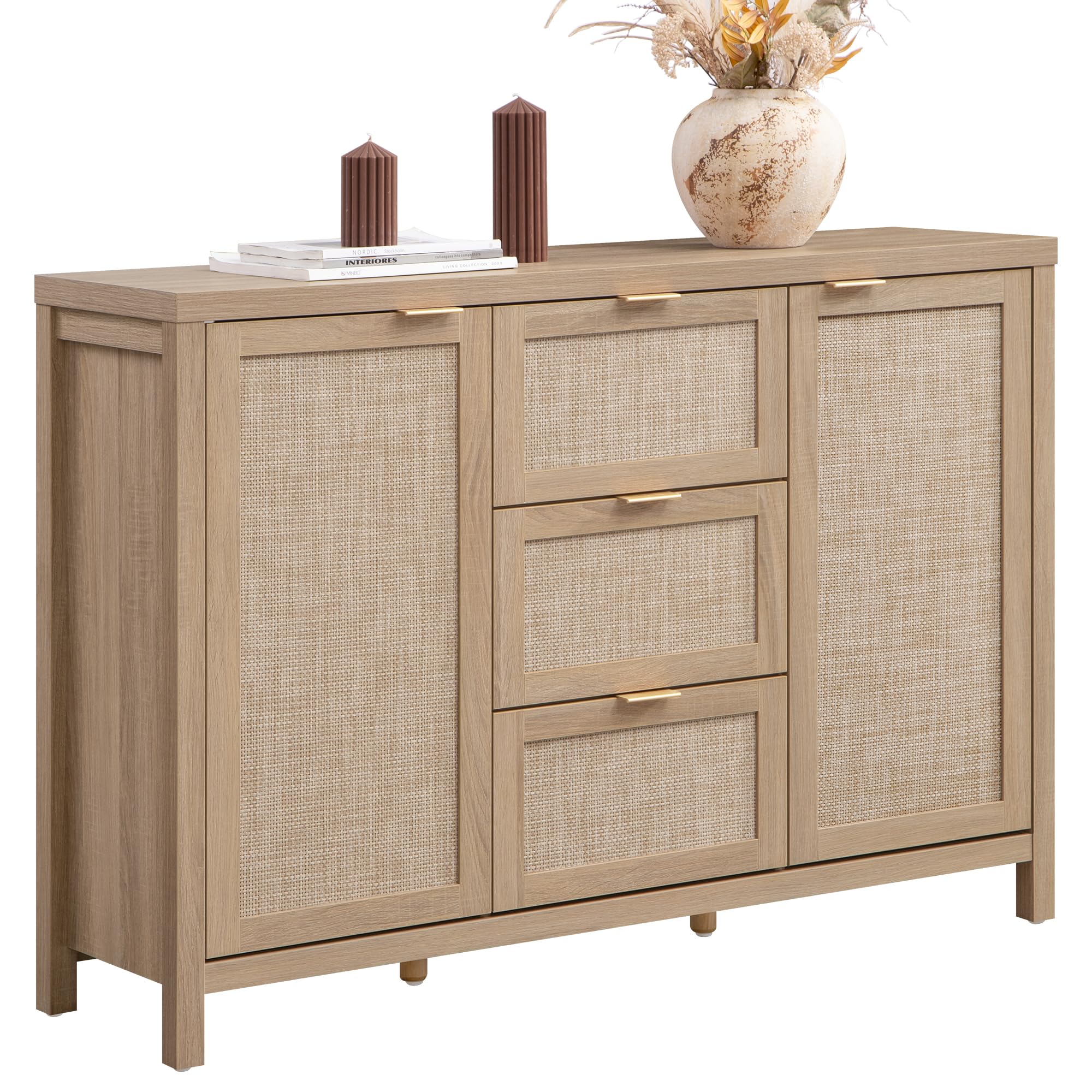 SICOTAS 52" Rattan Boho Buffet