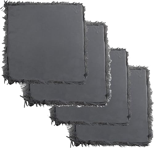 Miniatura 3 de Luxe Laredo - Juego de 4 cojines de asiento de piel de oveja sintética 100% libre de animales, con respaldo de microgamuza, gris, 17 x 17 pulgadas