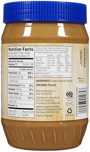 Miniatura 2 de Woodstock Mantequilla de maní suave orgánica, sal añadida, 35 onzas