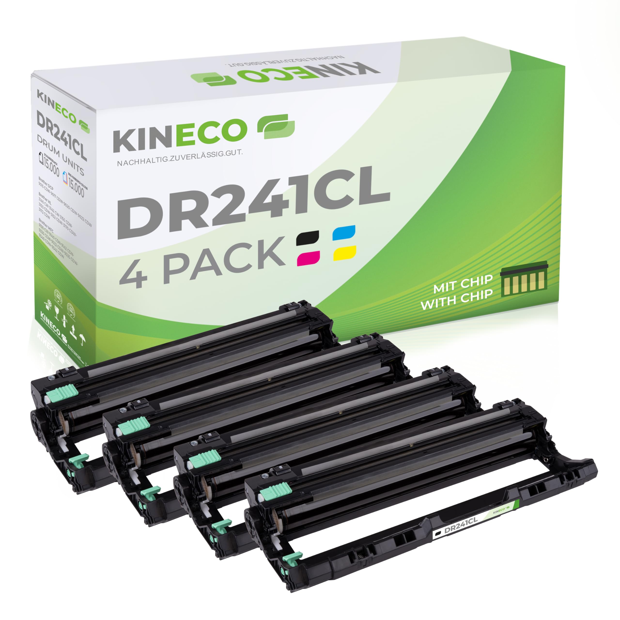 Kineco 4 Tambores compatibles para Brother DR241CL DR-241CL DCP-9020CDW HL-3140 CW 3170 3150 CDW CDN MFC-9130 CW 9140 CDN 9330 9340 CDW