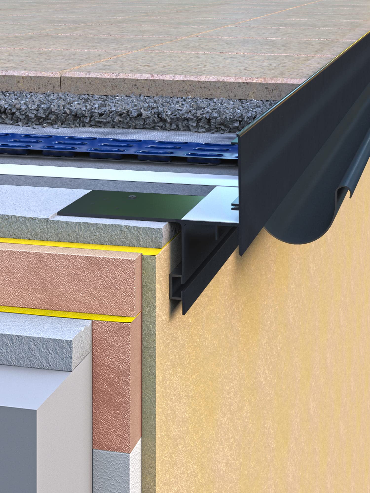 Renoplast® Profilé D'égout en Aluminium W60 200cm Gris | Finition de Terrasses | Sols Ventilés Surélevés | Systèmes D'évacuation D'eau Profilé D'angle | Protection Anticorrosion Profilés de Balcons