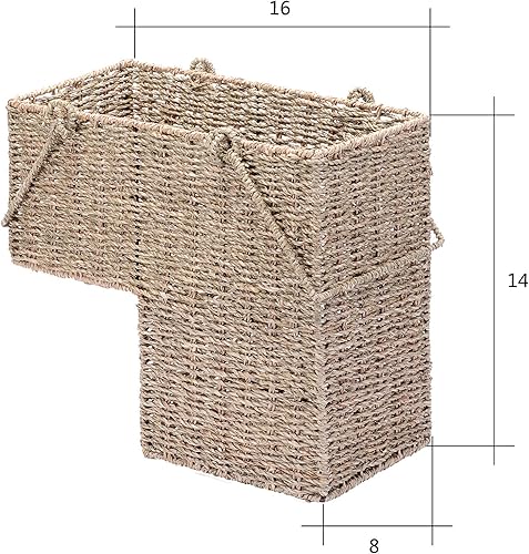 Miniatura 2 de Cesta de mimbre de 14 pulgadas con asas  Hierba marina tejida a mano en color natural