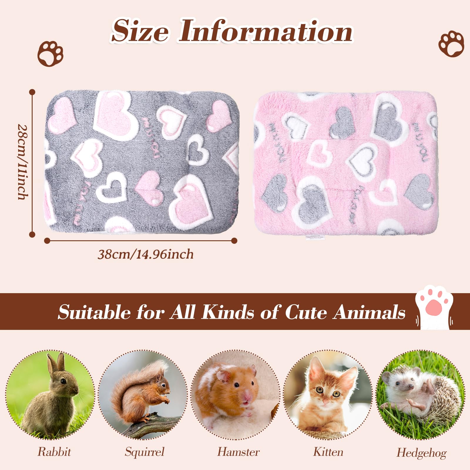 Oerphh 2pcs Small Animal Plush Bed, Washable Warm Fluffy Puppy Blanket Mattres - Image 3