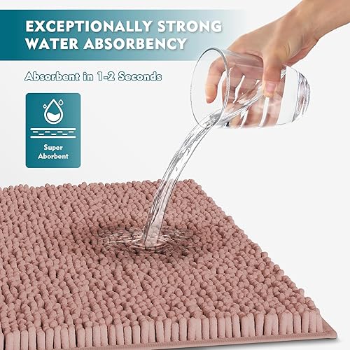 Miniatura 153 de Juego de 3 alfombras de baño extrasuaves y absorbentes, alfombras de baño de felpilla, alfombra de felpa antideslizante, juego de baño con alfombras