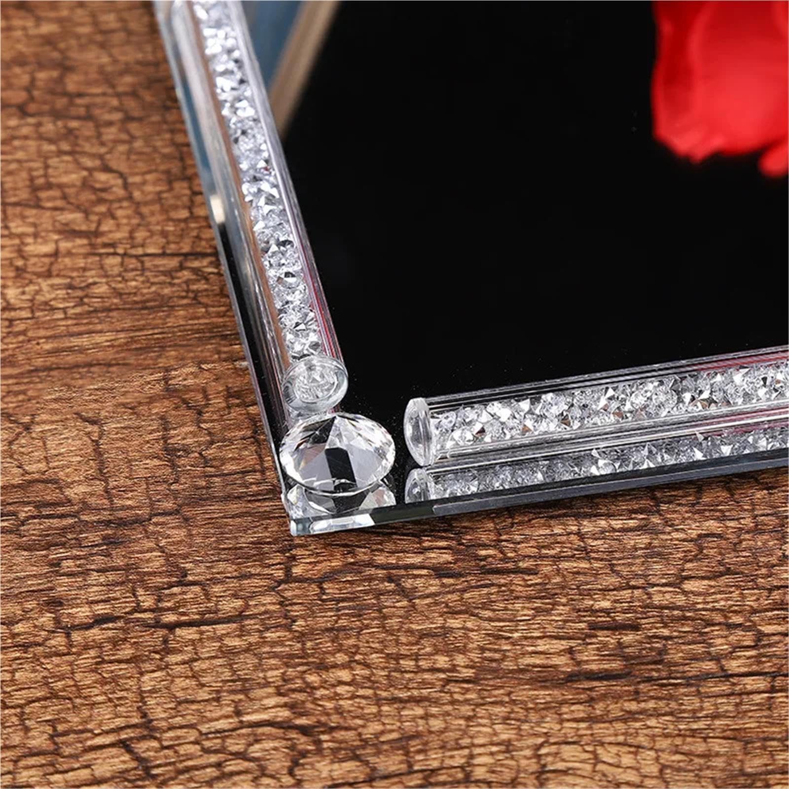 Bandeja Decorativa De Cristal con Espejo, Organizador Maquillaje