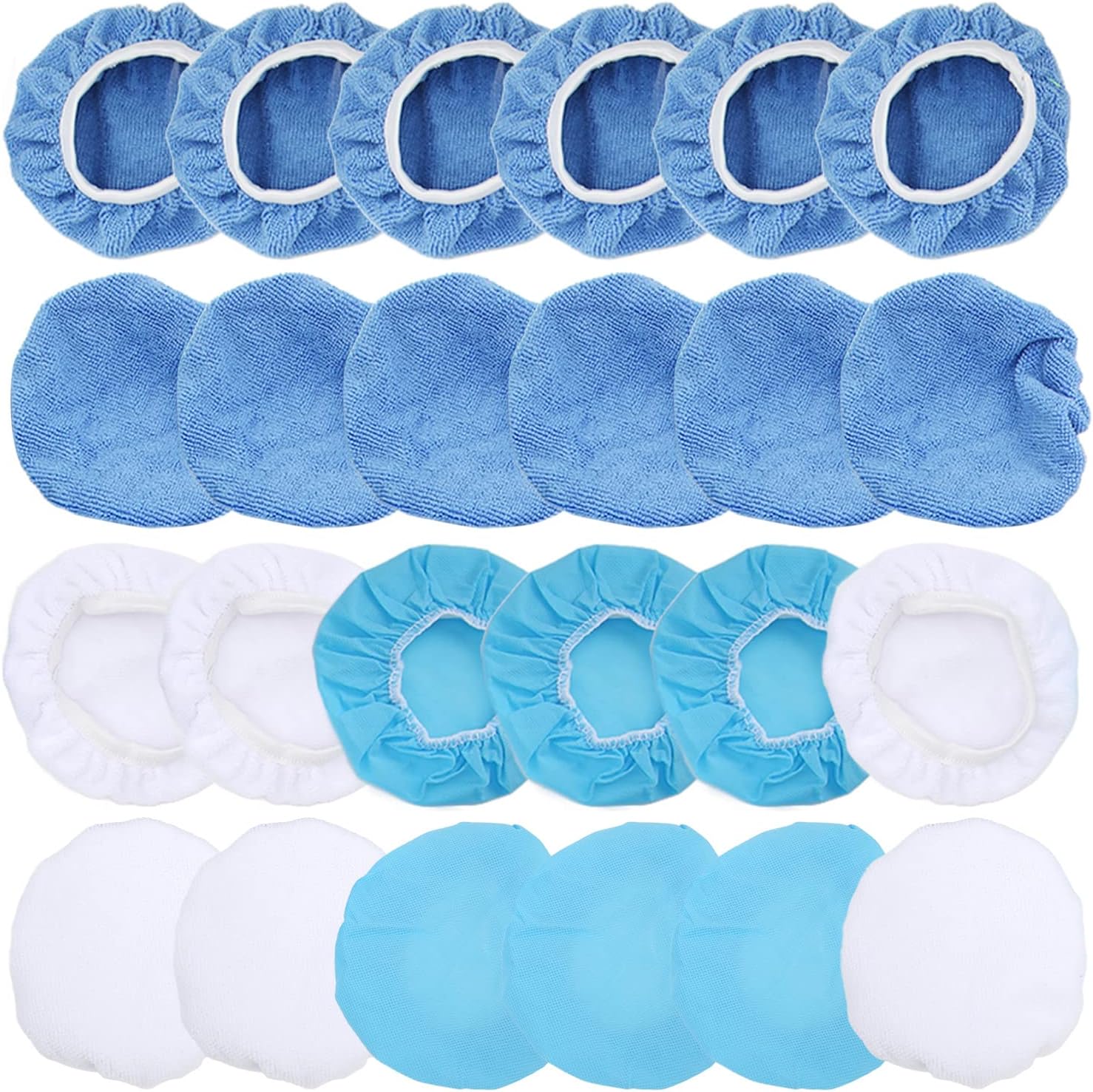 24 Packs Polishing Bonnet Set, 6in Microfiber Nonwoven Cotton Buffing Pads for Car Polisher, Waxing and Polishing Pad Cover for Cars Motorcycles Boats