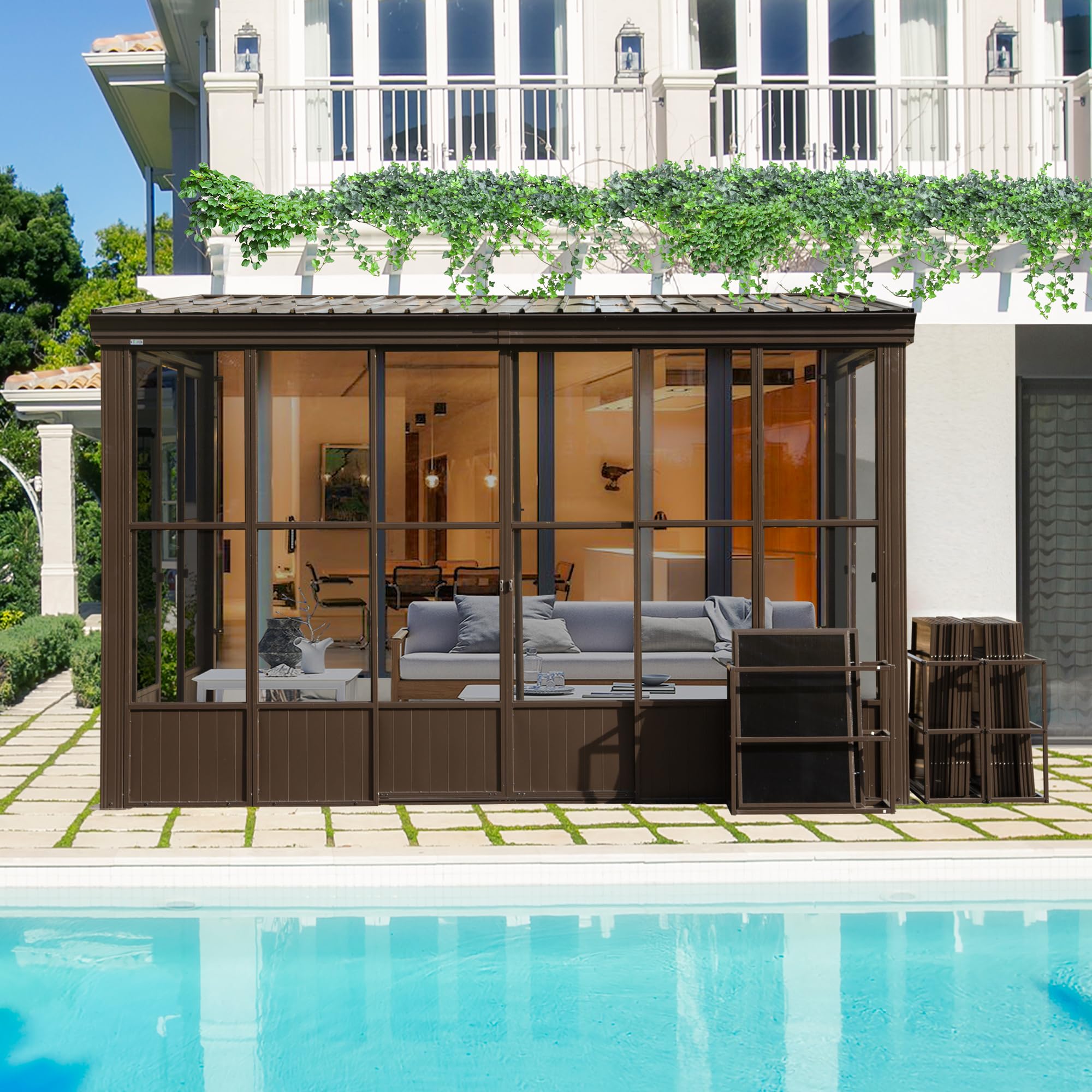 SUN room  Amazon.com: Domi 12x16FT Wall Mounted Sunroom,Solarium Aluminum