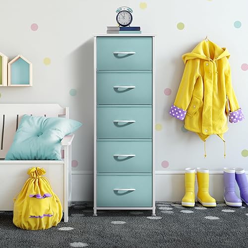 Miniatura 6 de Sorbus Cómoda de tela para dormitorio de niños, cómoda de 5 cajones, torre de almacenamiento alta, organizador de ropa, para armario, sala de