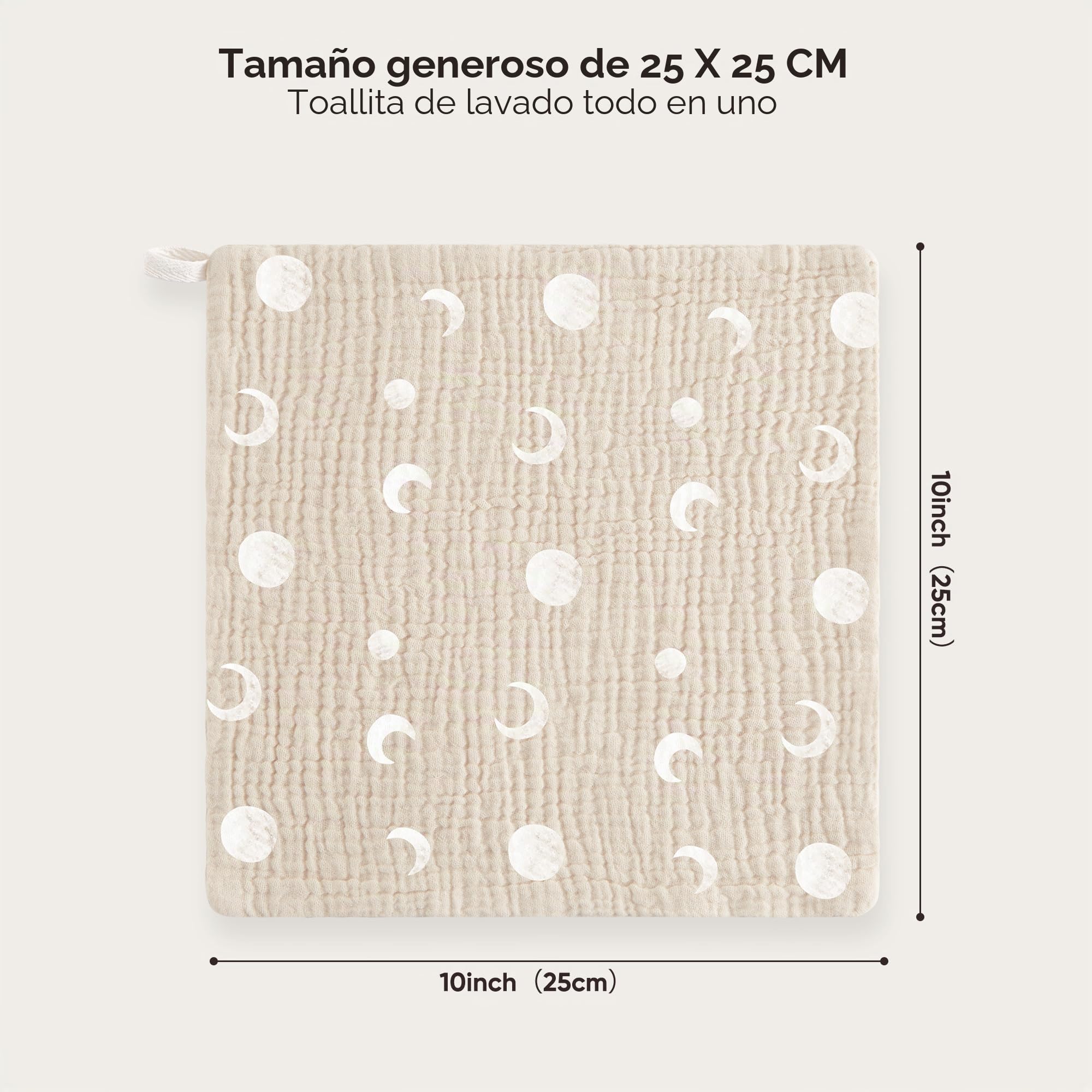 Bearmoss Muselinas Bebe 25x25cm,10 Piezas 100% Algodón Super Suave Transpirable y Extremadamente Absorbente Gasas para Bebes, Muselinas de Algodón para Recién Nacidos Bebés (Gris Verdoso)
