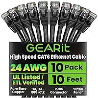 Vista 29 de GEARit Paquete de 50 cables Ethernet Cat6 de 0.5 pies Cable de conexión de red RJ45, conectores chapados en oro sin enganches de 10 Gbps, cable