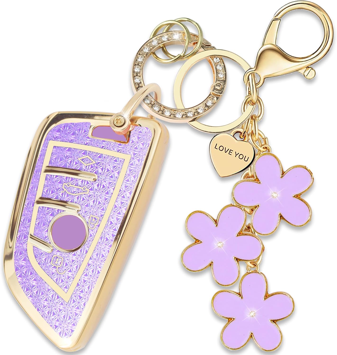 Plum Blossom Key Fob Cover for BMW X3 5 Series 4-Button Purple