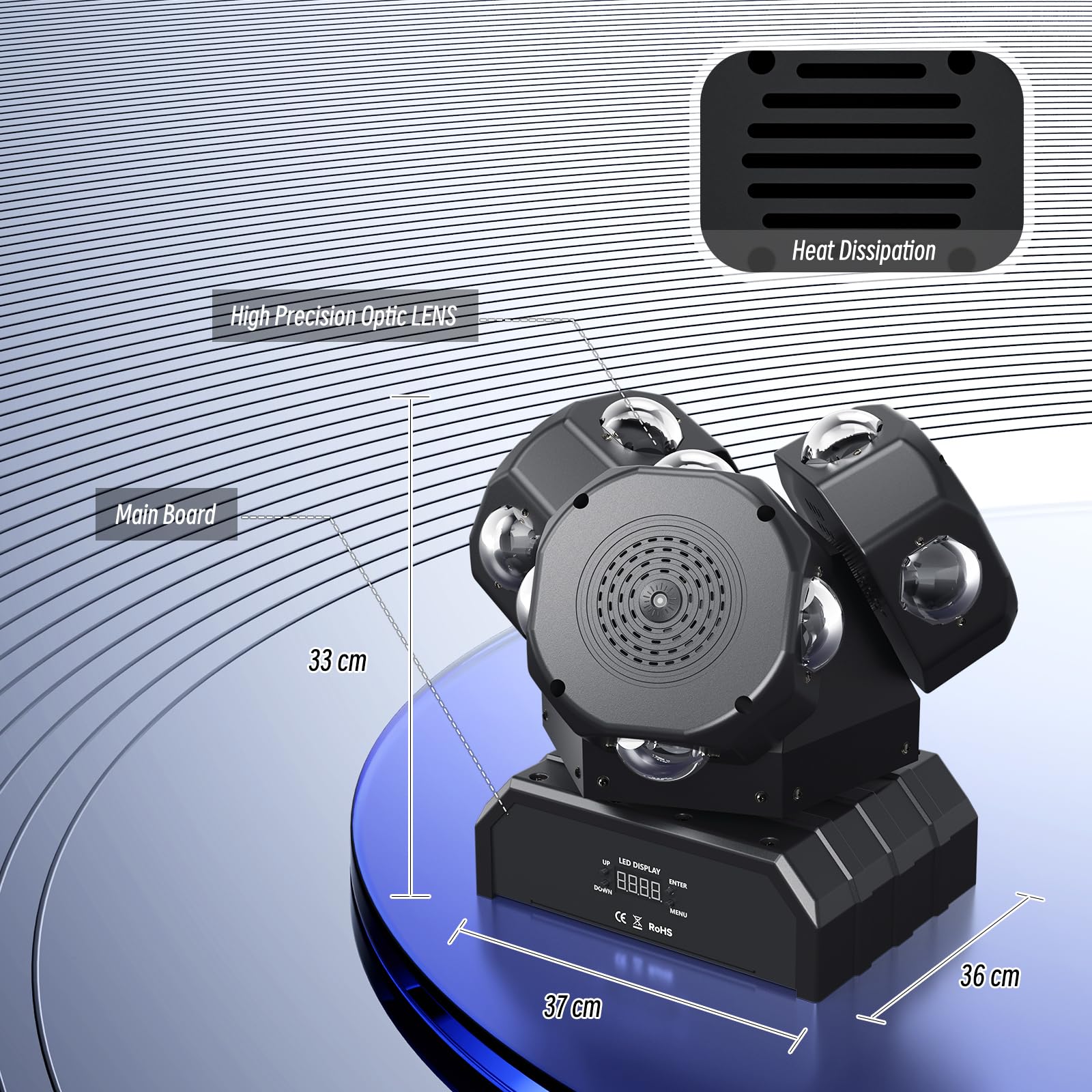 180W Moving Head LED Beam Bühnenlicht dmx512 Discolicht Partylicht RGBW Stroboskoplicht für DJ Bars Partykeller Club Disco Beleuchtung Lichttechnik