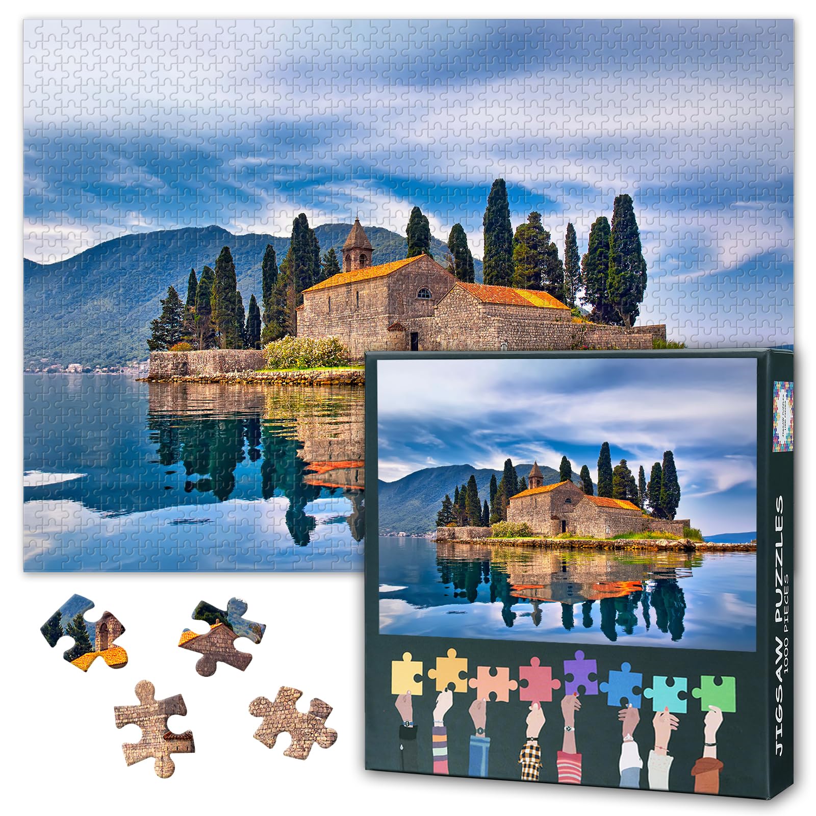 Jigsaw Puzzles for Adults 1000 Montenegro Lake Landscape, Difficult Challenging Puzzles for Adults Europe Art, Family Educational Game & Unique Living Room Decor Gift (27.5"x19.7")